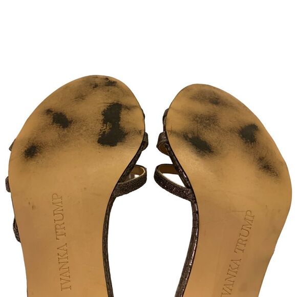 Ivanka Trump Lady High Heel D'Orsay Leather Sandal Silver Women Size 7M - Picture 8 of 13